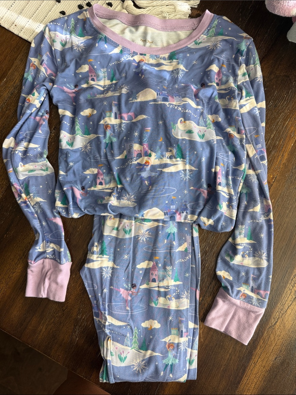 Little Sleepies Purple Fantasy Print Pajama Set with Pink Trim